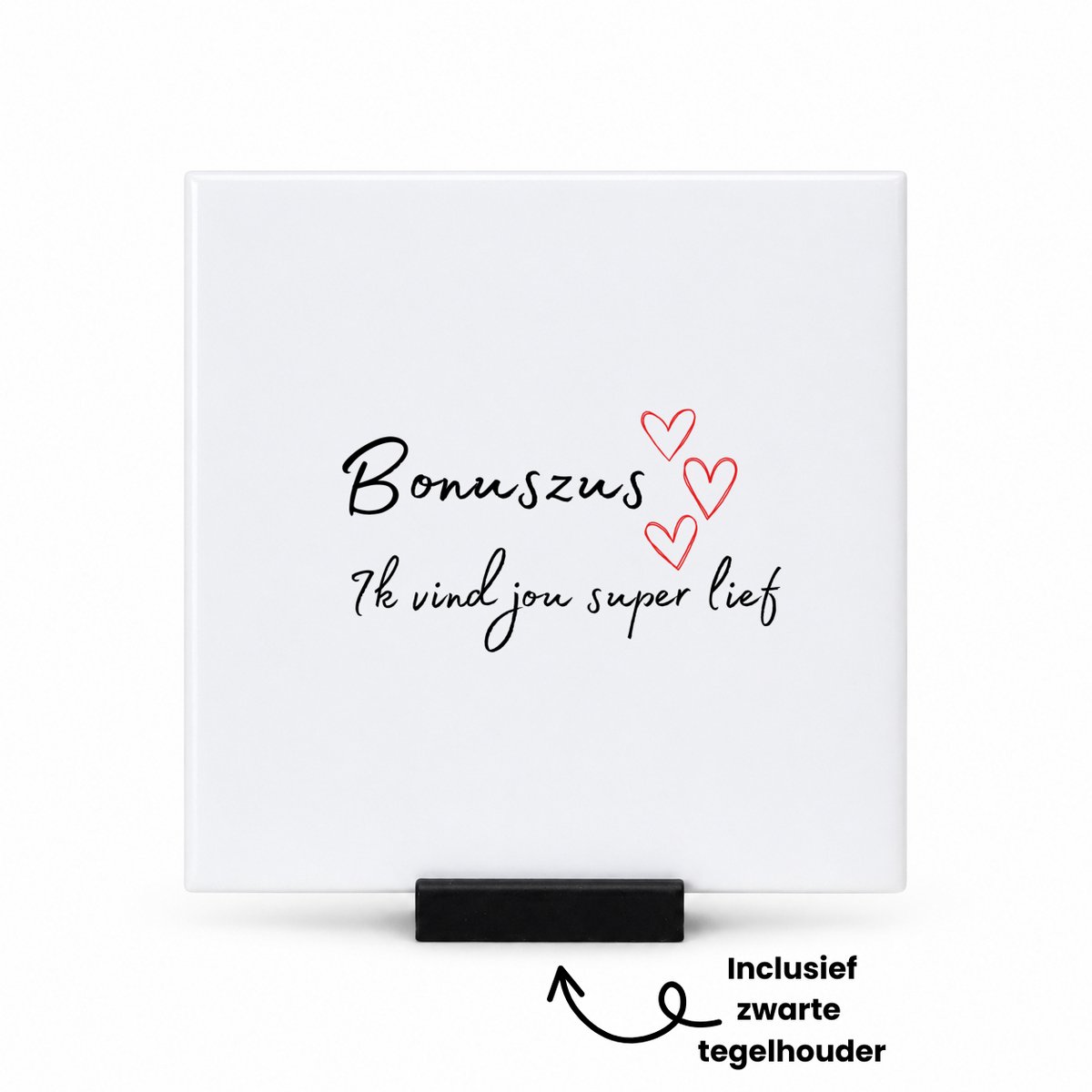 Hacebo bonuszoon ik vind jou super lief tegeltje met tegelhouder - Zoon - de liefste bonuszoon - tegeltjes met tekst - verjaardag - cadeautje voor zoon - zoon artikelen - kado - geschenk - spreuktegels - 10.8x10.8 CM Wit