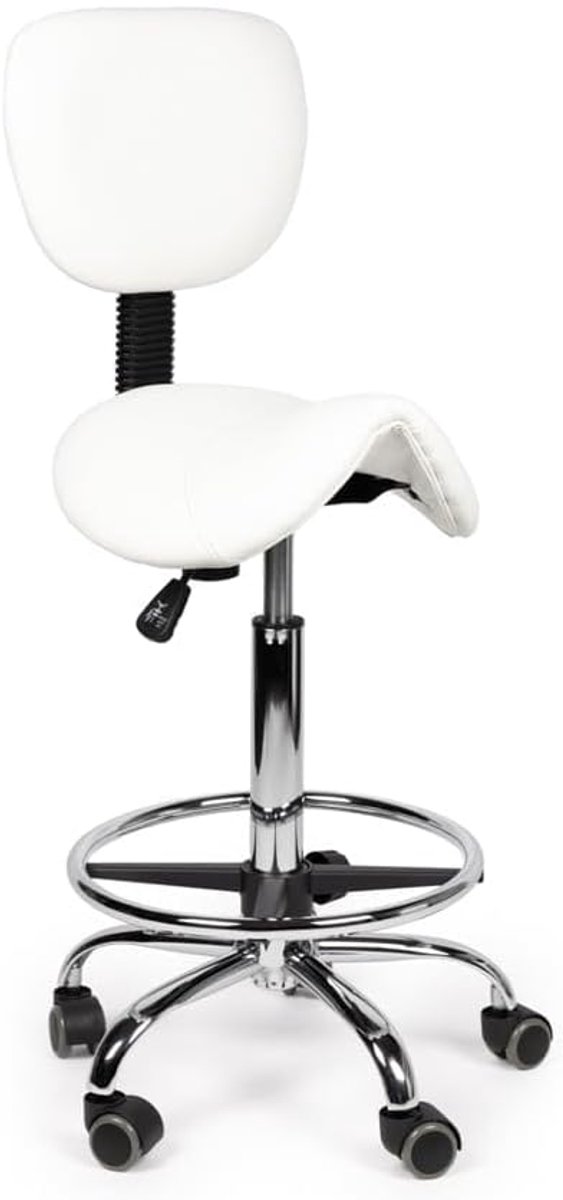 SnelShoppen - Verstelbare Zithoogte Kunstlederen Zadelzitting - Comfortabele Zitting voor Thuis, Kantoor, en Tuin - Ergonomisch, Modern Design, Zwart