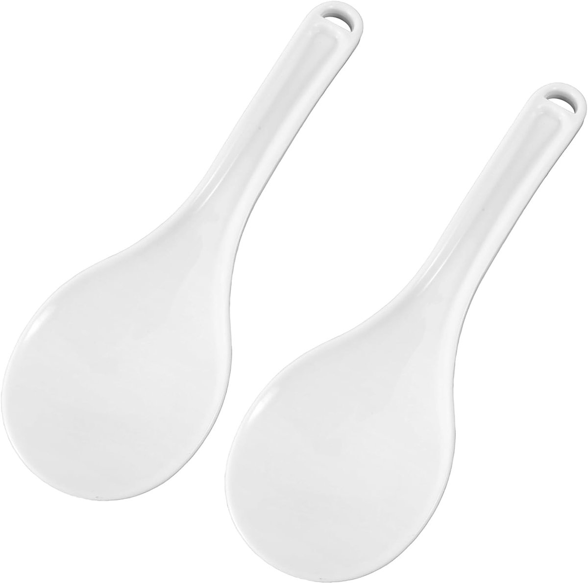 SnelShoppen - 2 Stuks Rijstlepels - Antikleef Koken Lepels van PP Plastic - 19,5 cm - Wit - Ideaal voor Rijst, Aardappelpuree, Keukenaccessoires