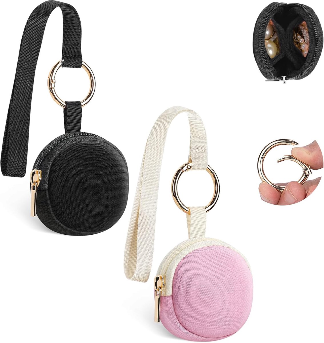 SnelShoppen - 2 Mini Sieraden Boxen voor Vrouwen, Earring Organiser, Reis Sieraden Tas, Compact 5.8x5.5x2 cm, Perfect voor Oorbellen, Ringen, Kettinge