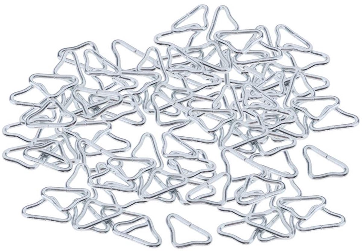 30-Delige Driehoekige V-Ring Gespset - 4cm Gegalvaniseerd Staal Zilver - Corrosiebestendig Universeel Reserveonderdeel - Voor Trampoline Springmat En Veiligheidsnet