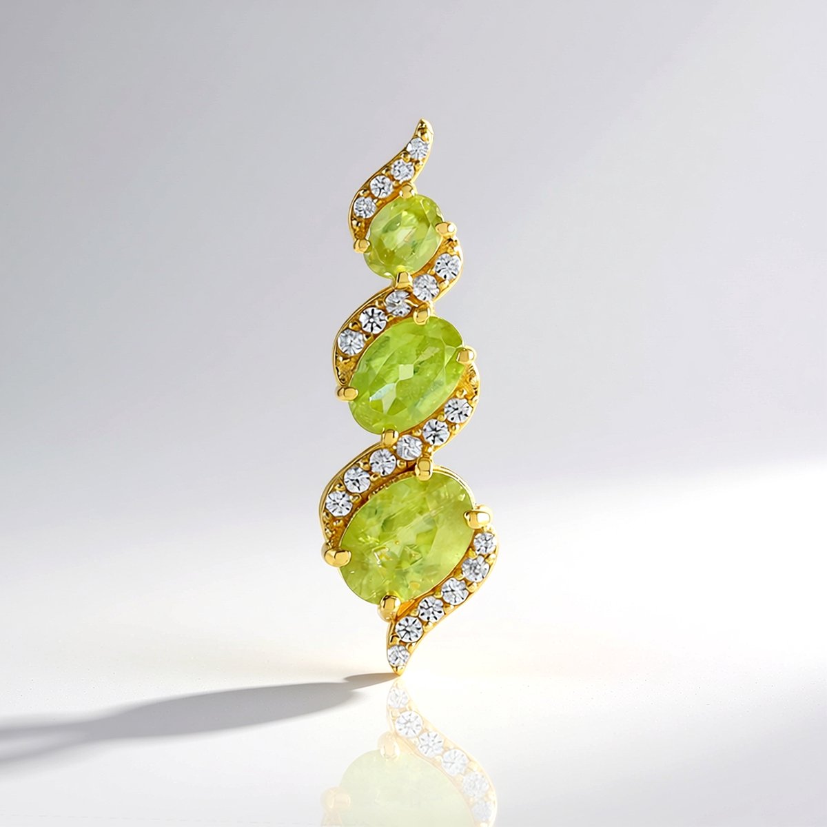 Cavill - 925 Sterling Zilver Vergulde Hanger - 3x Ovale Briljantslijpsel Sfeen 1,276 ct - Madagaskar Edelsteen - Elegante Dames Sieraden