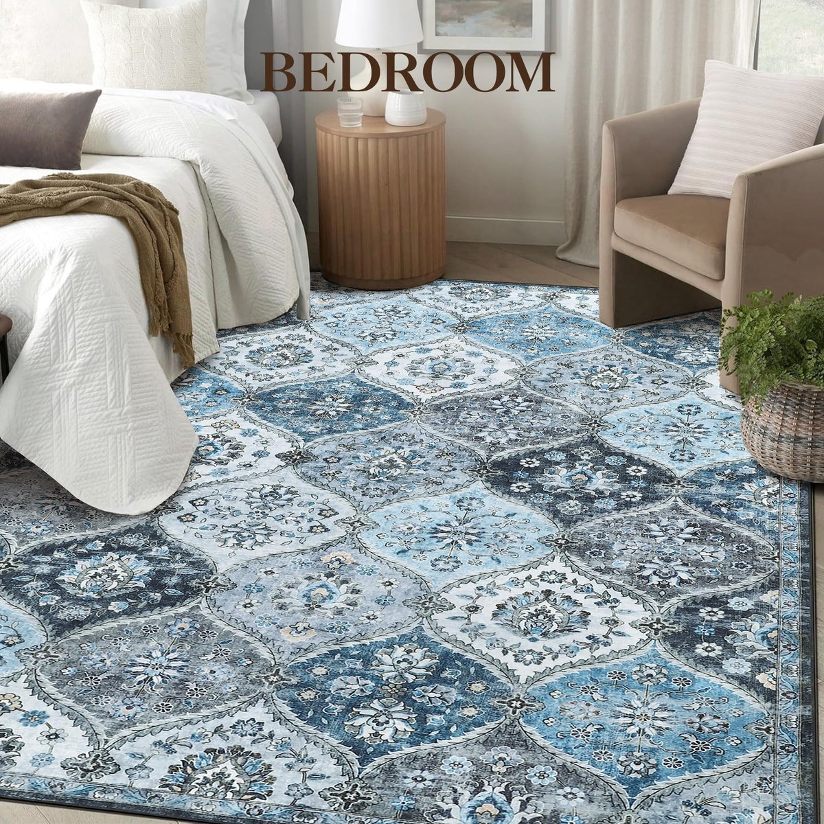 Vintage bloemen vloerkleed - 120x170cm - Traditioneel Oosters tapijt - Grijsblauw