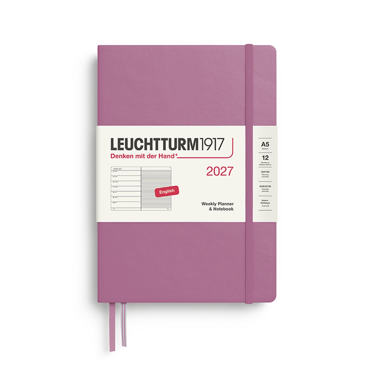 Leuchtturm1917 - 2027 Weekly Planner & Notebook - Medium - dusty rose - hardcover