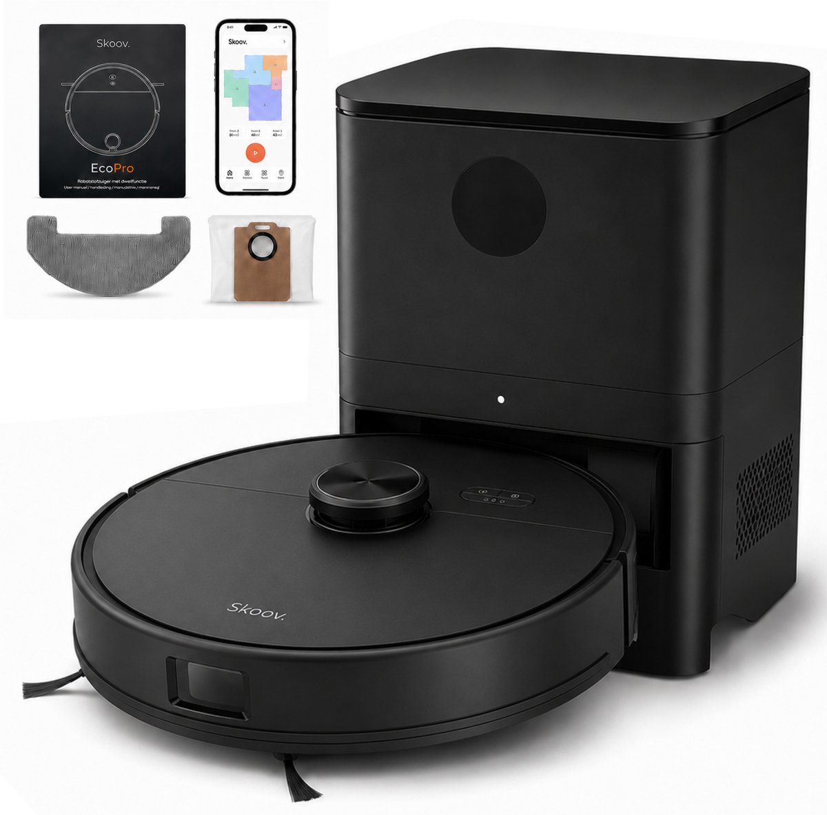 Skoov EcoPro Robotstofzuiger met Dweilfunctie Zwart 28W - Robotstofzuiger - €229,95