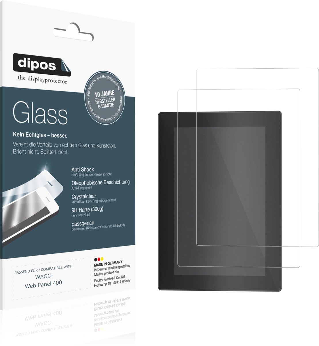dipos – 2x Pantserfolie geschikt voor WAGO Web Panel 400 | 9H Screenprotector