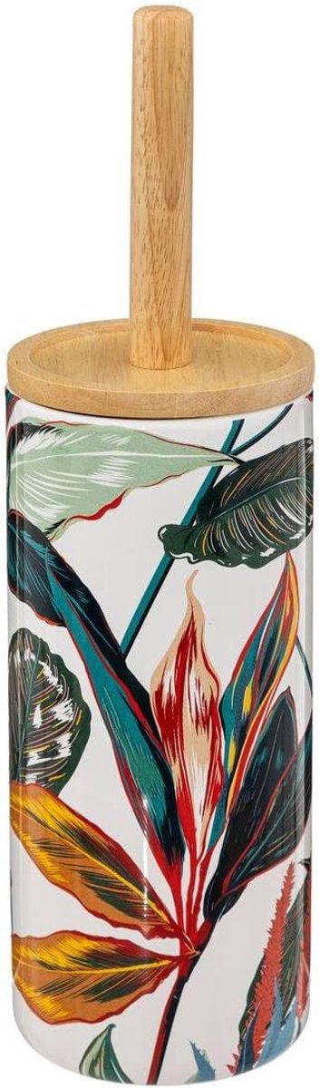 Thijox - Palawan Toiletborstel met Keramische Houder, Decoratief, Steengoed, MDF, Hars, 10,5 cm D x 38 cm H, Modern Voor Badkamer en Toilet
