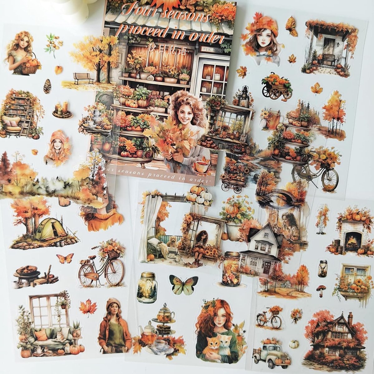 SnelShoppen - Scrapbooking Accessoires Sticker Set - 20 Bladen Herfst-Thema Stickers - Aesthetic Stickers voor Notitieboek, Junk Journal, Bullet Journ