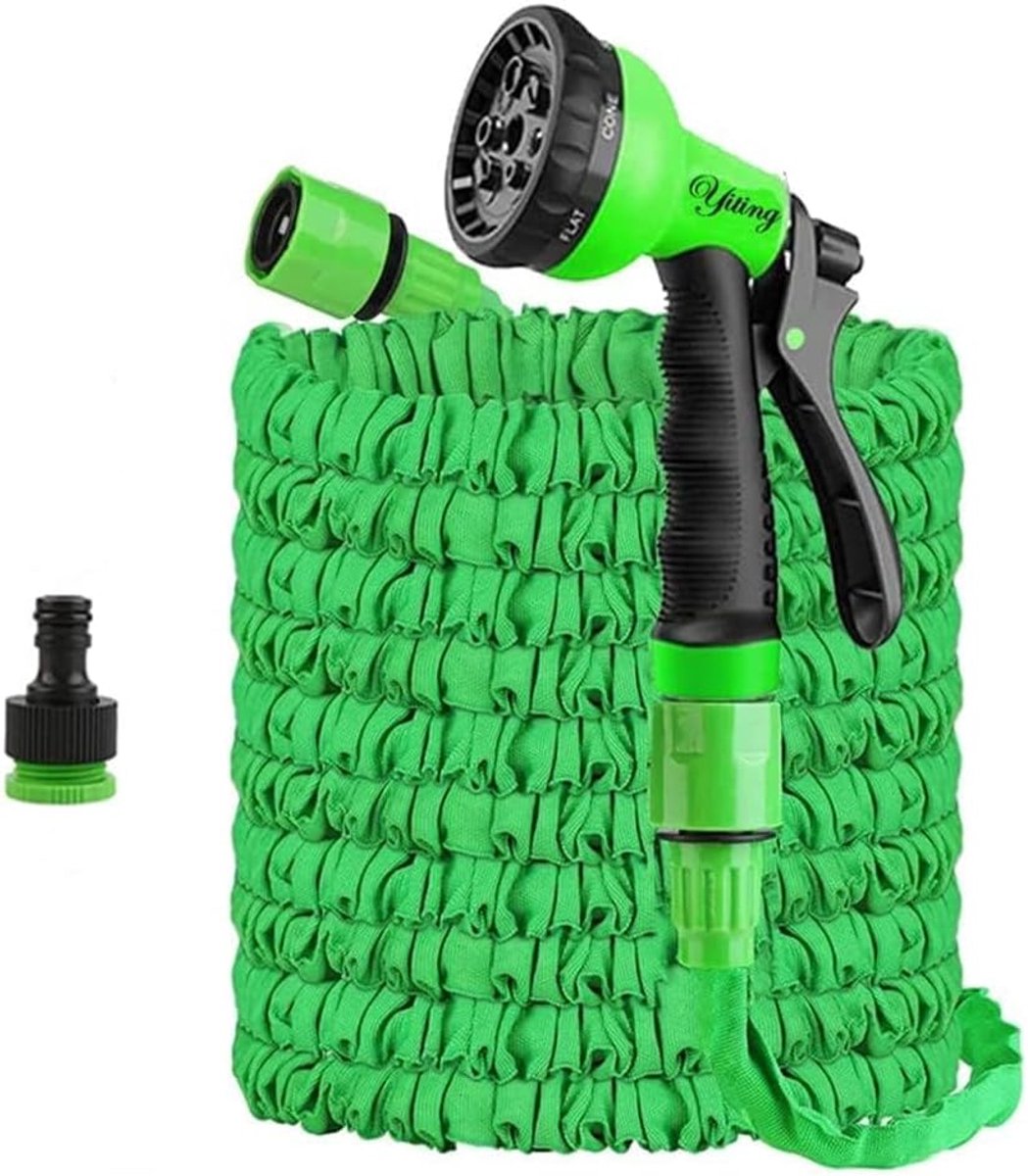 SnelShoppen - Tuinslang 7.5m/15m/30m/37.5m - Flexibele Expandable Garden Hose met 8 Functies Spray Nozzle, Latex, Voor Tuin, Camping, Water geven