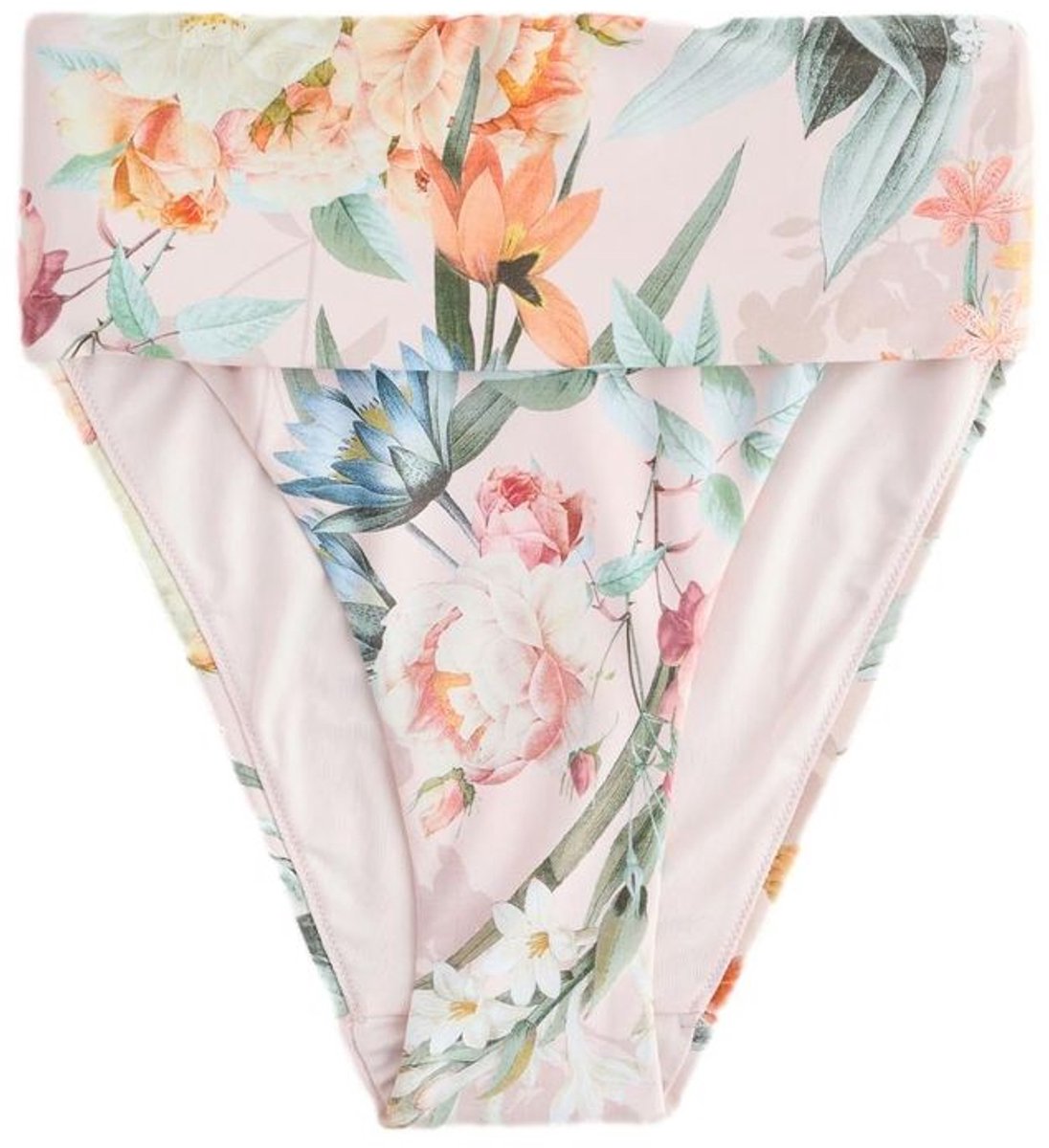 Next Dames - Bikinislip met hoge omgeslagen taille en hoge beenuitsnijding - Roze Pink Floral