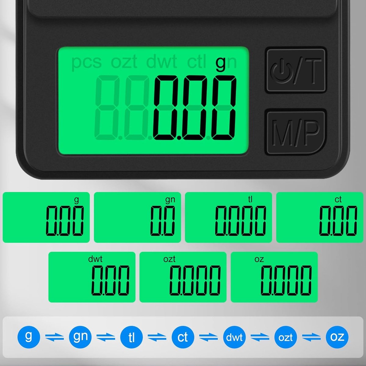 SnelShoppen - Fijnweegschaal 0,01 g/1000 g, Multifunctionele Draagbare Zakweegschaal met LCD-Display, 7 Eenheden, Tara en Telfunctie voor Keuken, Leve