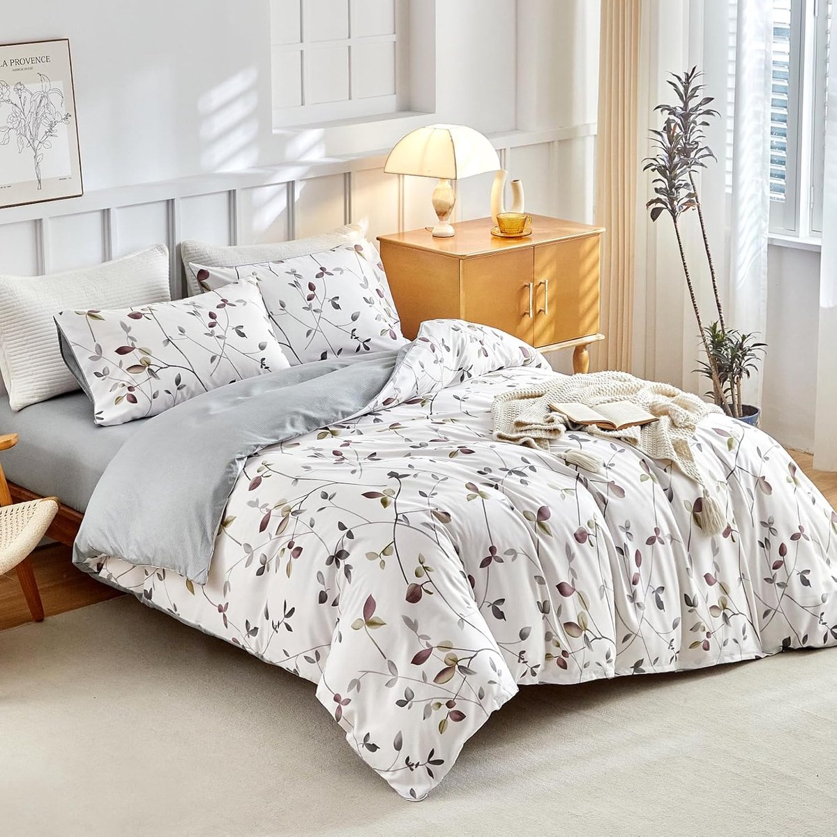 SnelShoppen - 4-Delige Dekbedovertrek Set 240x220cm Met Hoeslaken 160x200x35cm En 2 Kussenslopen 65x65cm - Zacht Microvezel Beddengoed Met Rami En Bla