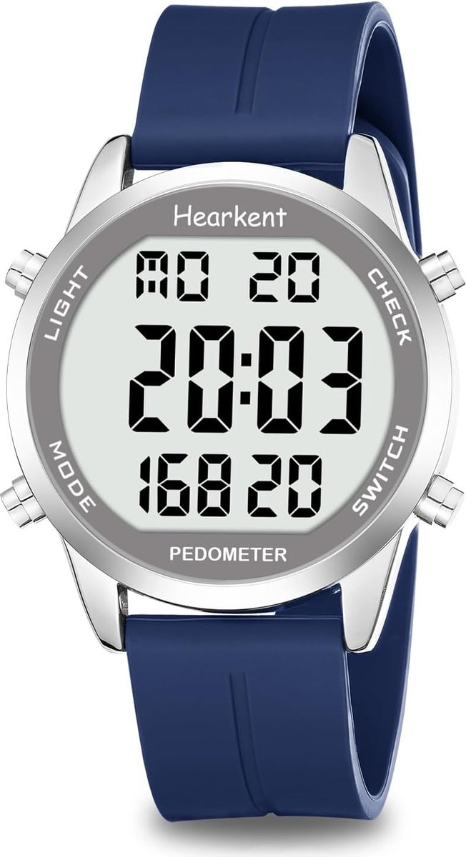 SnelShoppen - Waterdichte Stappenteller Horloge voor Senioren, LCD Display met Grote Cijfers, Geen Bluetooth of App Nodig, Countdown en Alarm, 30m Wat