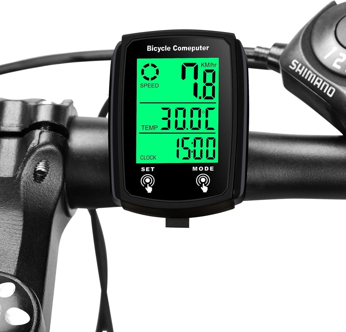 SnelShoppen - Kabelgebonden Fietscomputer met LCD-Achtergrondverlichting, Waterdichte Fietssnelheidsmeter met 19 Functies voor MTB, Mountainbike en Fi
