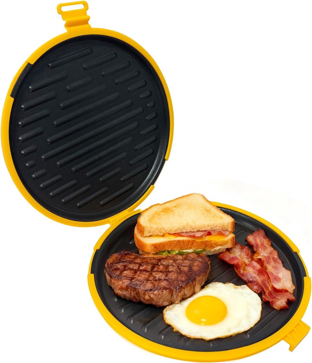 9,5-inch magnetronbakpan en knapperige bakplaat - 5-in-1 tosti-ijzer met antiaanbaklaag, pizzapan en spekbakpan met deksel, vaatwasmachinebestendig voor gegrilde kaas - een must-have voor studentenkamers en kantoren