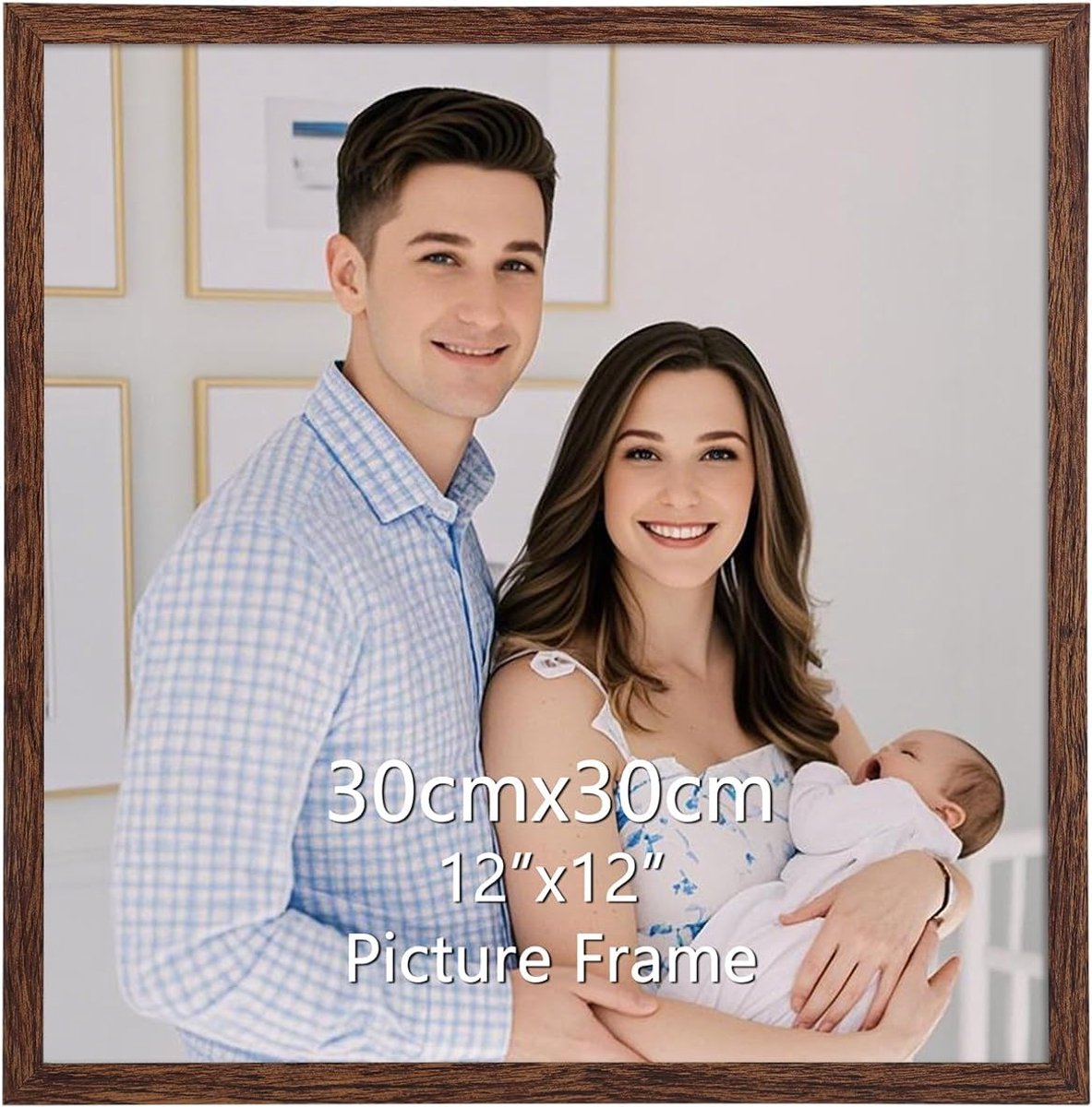 SnelShoppen - Bruine Fotolijst 30 x 30 cm met Passe-Partout voor Foto 20 x 20 cm of Zonder voor Foto 30 x 30 cm - Wanddecoratie of Tafeldecoratie