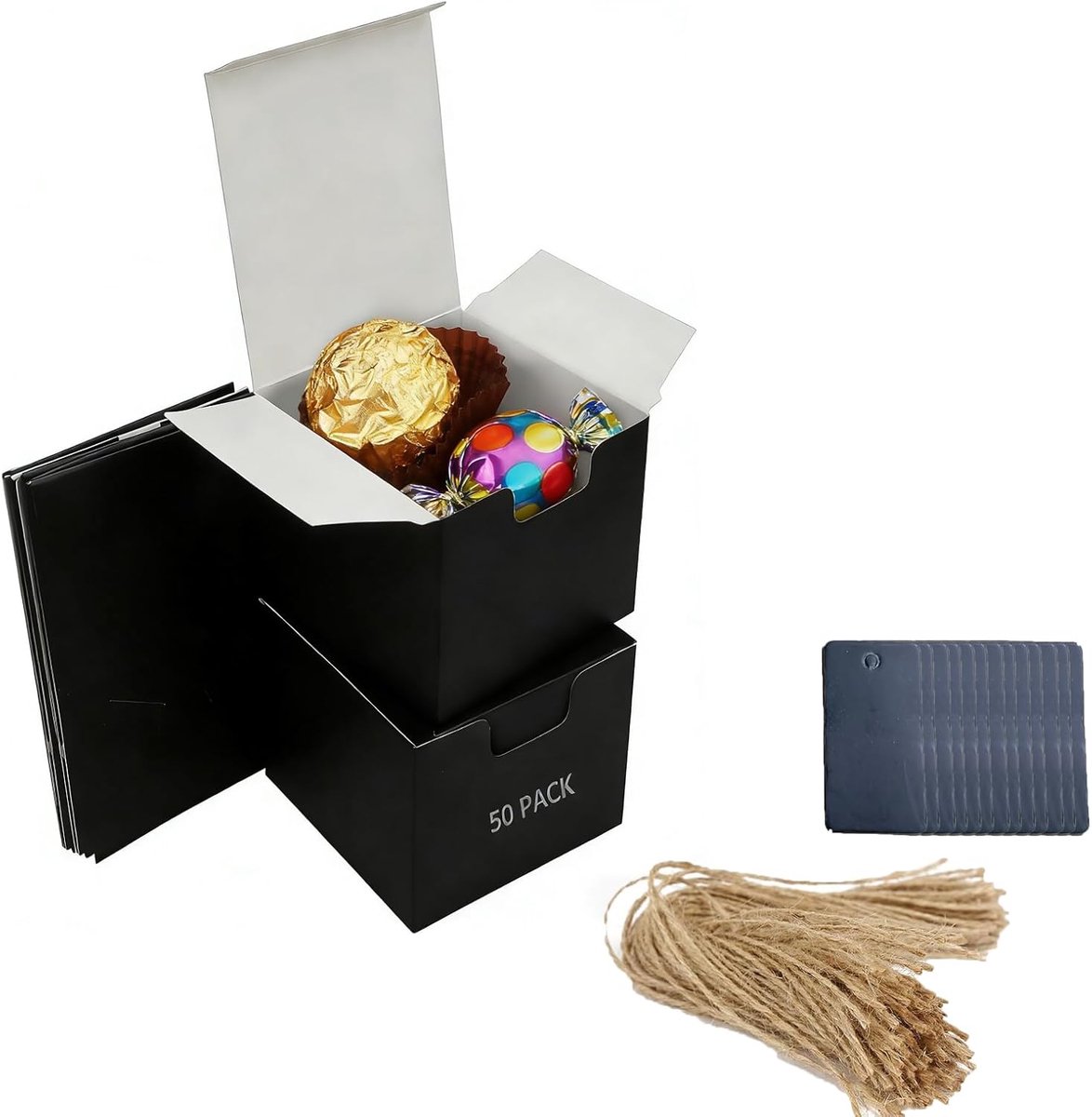 SnelShoppen - 50 Geschenkdozen Kraftpapier 7x7x7 cm - Kleine Kartonnen Dozen met Deksel - Bruine Vierkante Dozen voor Feesten, Bruiloften, Verjaardage
