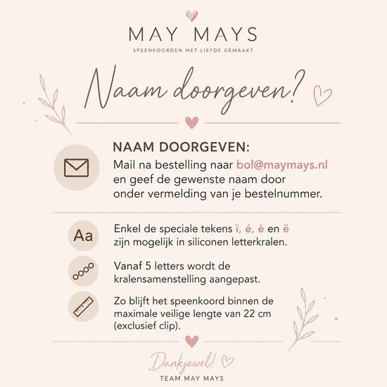 May Mays - Speenkoord met Naam - Giraf Bruin Geel - Gepersonaliseerde Speenketting Baby - Kraamcadeau Pasgeborene - Babyshower Cadeau - Newborn Gift - Siliconen letterkralen — afbeelding 2