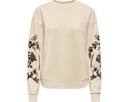 Jacqueline de Yong Trui Jdyirmelin L/s Flock Detail Sweat J 15376613 Whitecap Gray/flock On Sleeve Dames Maat - XS