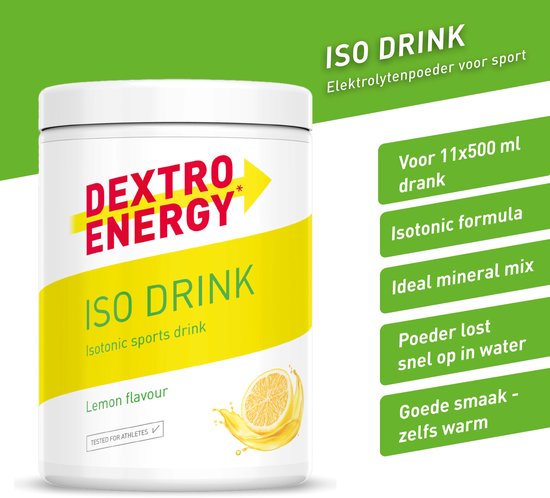 Dextro Energy Iso Drink Citrus - 440 gram (11x500ml) - Isotone Sportdrank Poeder - Isotonic Sportdrank - Elektrolyten van Merkloos — afbeelding 4