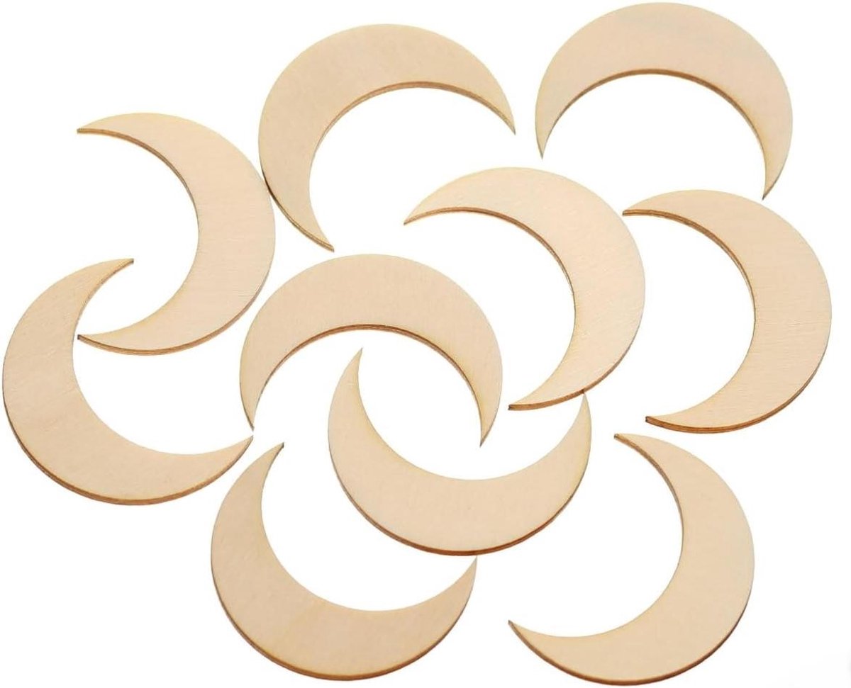 Houten Maan Decoratie - Strooidecoratie Knutselen - Feestelijke Aankleding - Keuze in formaat - 1-60 cm - Natuurlijk Hout