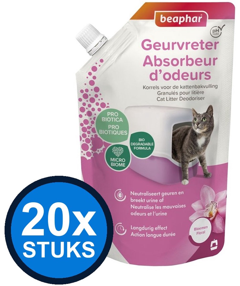 20x Beaphar - geurvreter kattenbakreiniging orchidee 400gr - Dierenverzorging