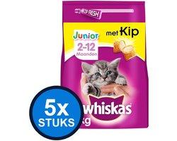 5x Whiskas - 2-12M droog junior kip 1,9kg - Kattenvoer - 1.9 kg