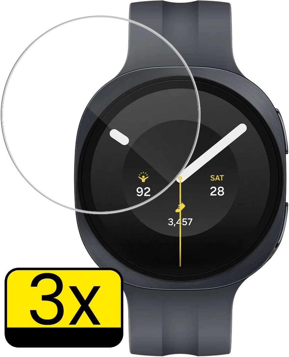 Screenprotector - 3 Stuks - Geschikt voor Samsung Galaxy Watch 9 (44 mm) - Sterk & Shockproof - Tempered Glass - Beschermglas Screen Cover - Gehard Glas - Bescherm Protector voor Smartwatch