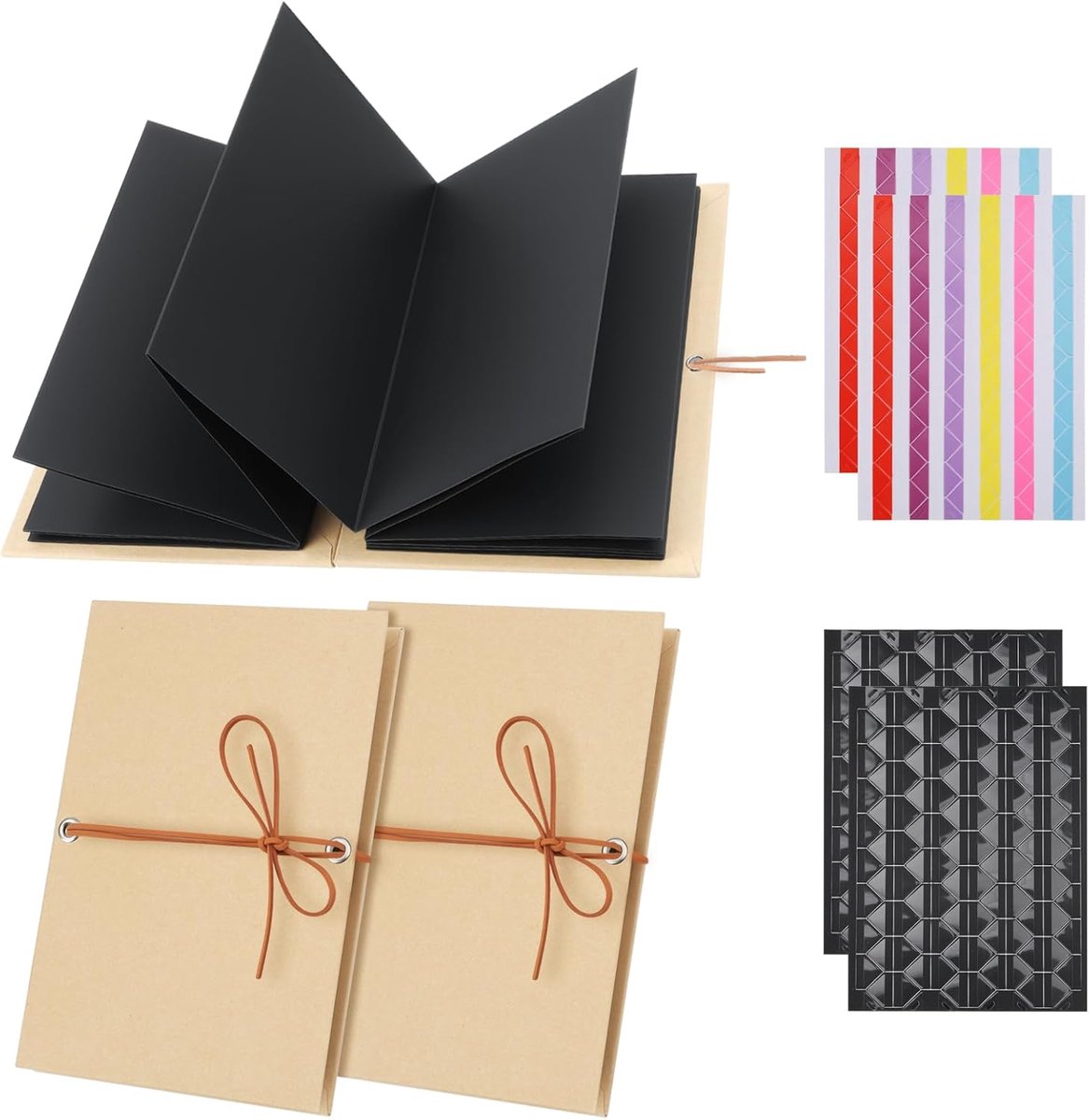 SnelShoppen - Leporello Mini Fotoalbum Set van 2, 18 x 11,5 cm, 34 Pagina's, Zwart Inlegvel voor Foto's, Perfect voor Verjaardag, Huwelijk, Afstuderen