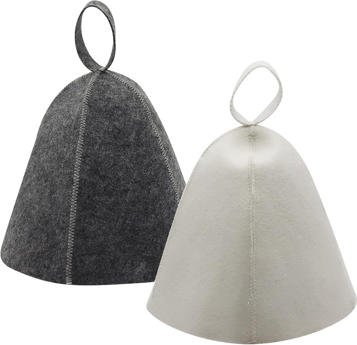 SnelShoppen - 2 Stuks Sauna Hoed van Vilt - Sauna Hoed Set voor Mannen en Vrouwen - Ademend en Lichtgewicht - Grijs & Wit - Perfect voor Sauna en Bad