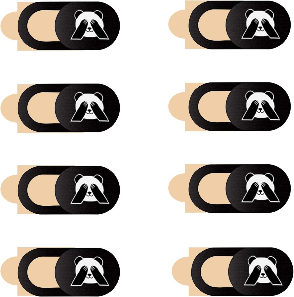 SnelShoppen - Webcam Cover [8 Pack] - Ultra Dun Slider Cover voor Laptop, PC, Tablet en Smartphone - Panda Model - Bescherming tegen Online Hackers