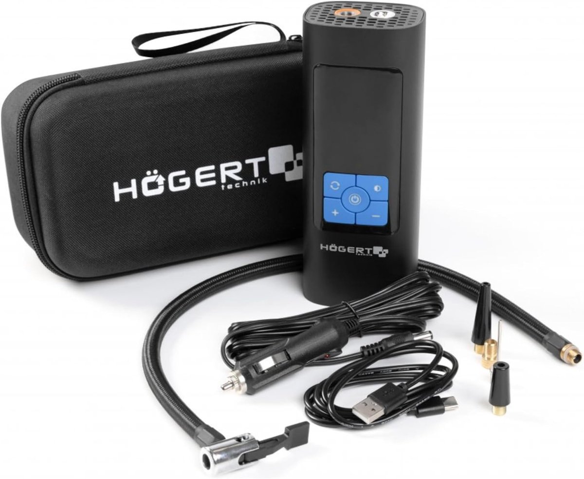 SnelShoppen - Portable Elektrische Luchtpomp 145 PSI, 3-in-1 Mini Compressor met Powerbank en LED verlichting, Mobiele Fietspomp, Auto, Motor, Bal, Ma
