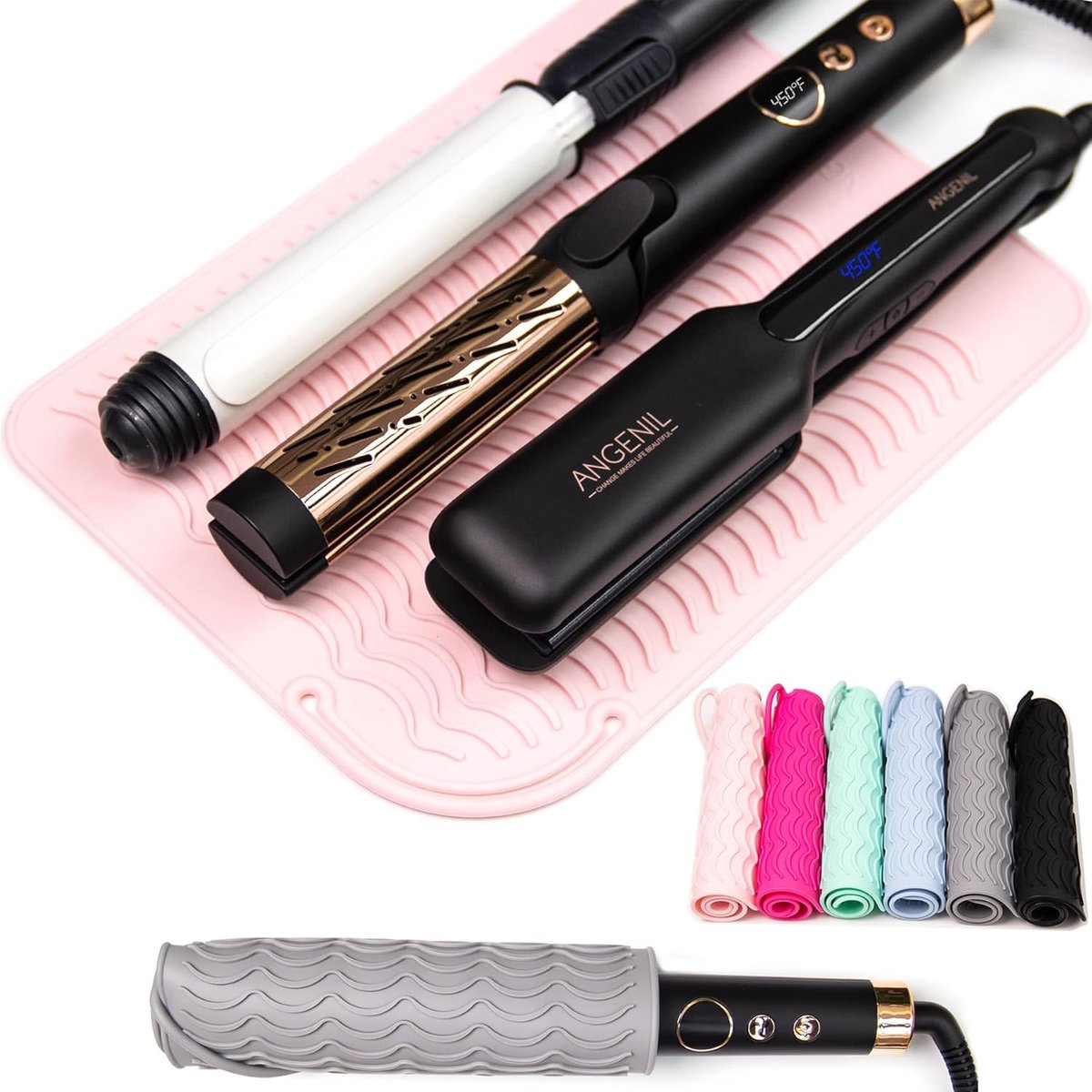 SnelShoppen - Travel Automatic Rotating Hair Curler Mat - Grote Silicone Hittebestendige Onderlegger voor Mini Titanium Keramische Arganolie Strijkijz