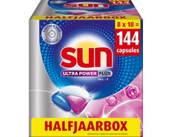 Sun - Vaatwastabletten - Ultra Power Plus - All-in 1 - 144 Capsules - Voordeelverpakking