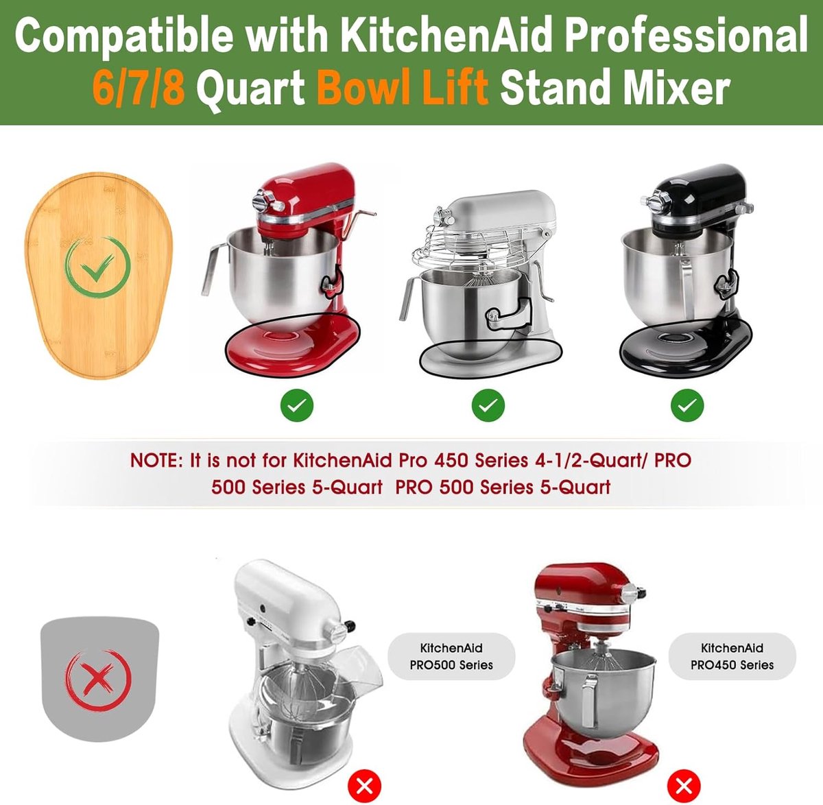 SnelShoppen - Bamboe Mixer Slider voor KitchenAid 6/7/8 Quart Bowl-Lift Stand Mixer - Natuurlijke Schuifmat voor Keuken, Antislip, Duurzaam, Eco-vrien thumbnail 6