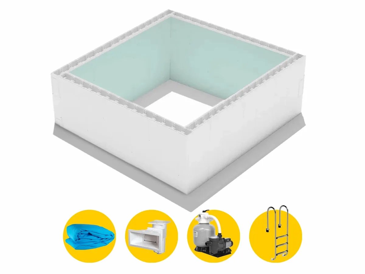 High Density Polystyreen Plunge Pool zelfbouwpakket - 3,00 x 3,00 x 1,20 m