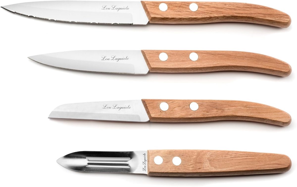 Lou Laguiole Tradition Forest - 4 delige set schil mes set