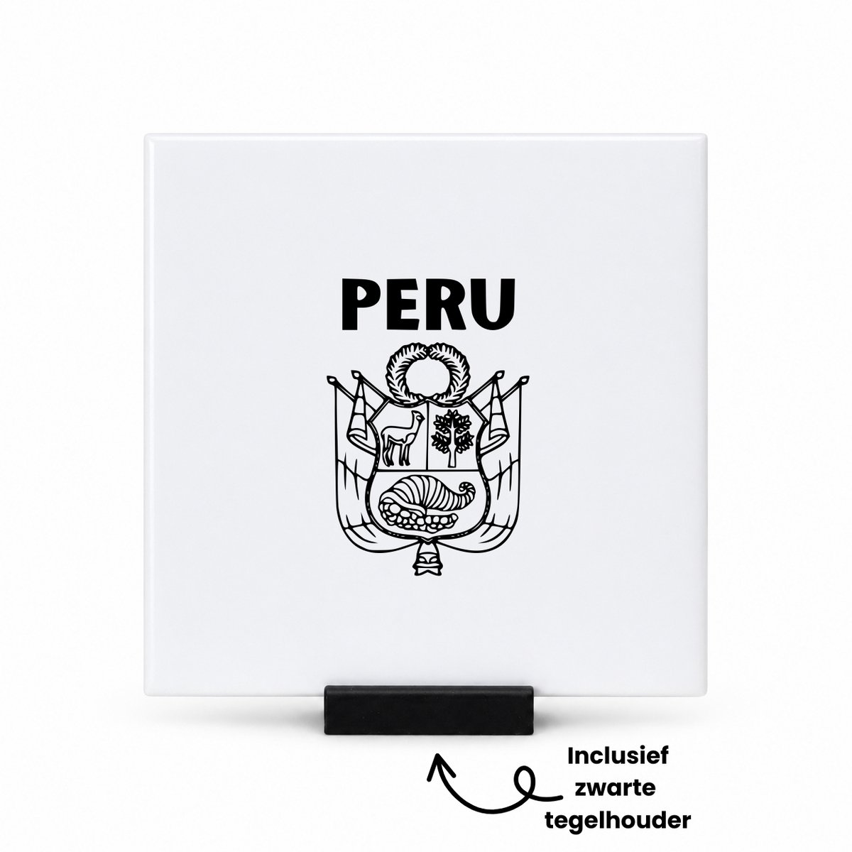 Hacebo Peru tegeltje met tegelhouder - Piloot - toeristen - tegeltjes met tekst - Peru cadeau - beste land - Leuk cadeau voor je Vriend om te geven - spreuktegels - 10.8x10.8 CM Wit