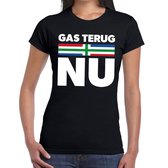 Groningen protest t-shirt gas terug NU zwart voor dames XL