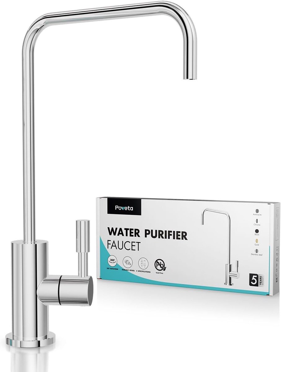 SnelShoppen - Drinking Water Tap - Keukenkraan voor Omgekeerde Osmose of Waterfilter Systemen - RVS Keukenkraan 360 Graden Rotatable - Loodvrij & Chro