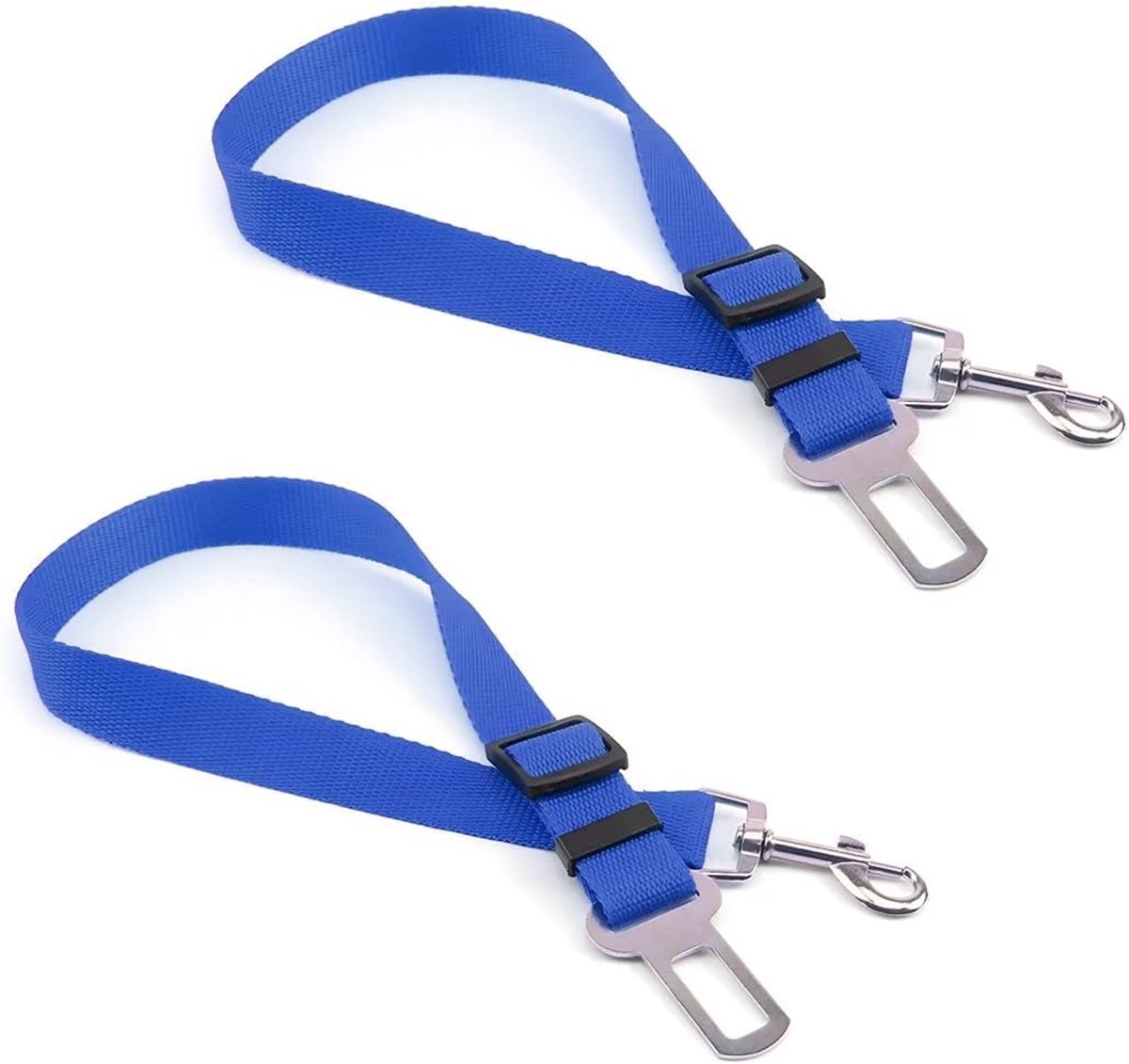 SnelShoppen - Verstelbare Honden Autogordel - Dieren Veiligheidsgordel voor Honden en Katten - 2 Pack - Blauw - Duurzaam Nylon - Geschikt voor Alle Ho