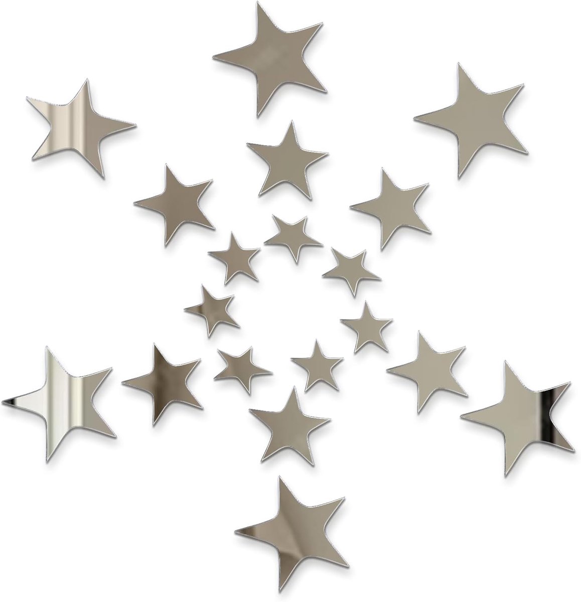SnelShoppen - 40 Pcs Ster Spiegel Stickers Zelfklevend Acryl Wand Stickers Slaapkamer Decoratie Y2k Zilver Wanddecoratie voor Woonkamer Thuis DIY Ster