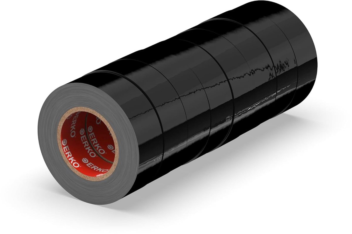 SnelShoppen - PVC Isolatietape Set 19 mm x 20 m - Reparatie Elektrische Draden - Zwart - Hoge Flexibiliteit, Sterke Hechting - Chemisch Bestendig - 8