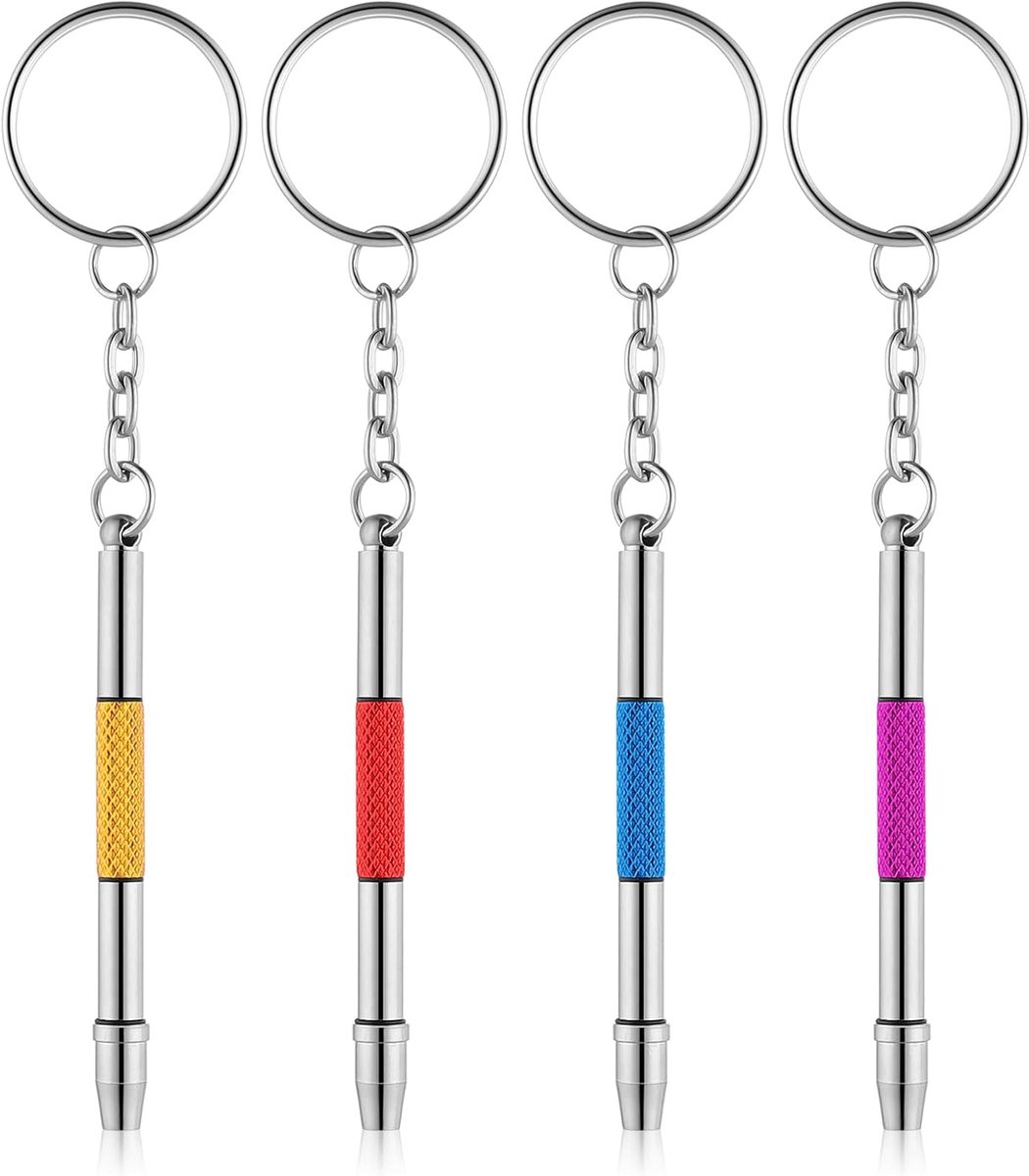 SnelShoppen - 4-in-1 Bril Schroevendraaier Set - 4 Delige Brillen Reparatie Kit met Mini Schroevendraaier, Eyewear Gereedschap, Sleutelhanger voor Kle