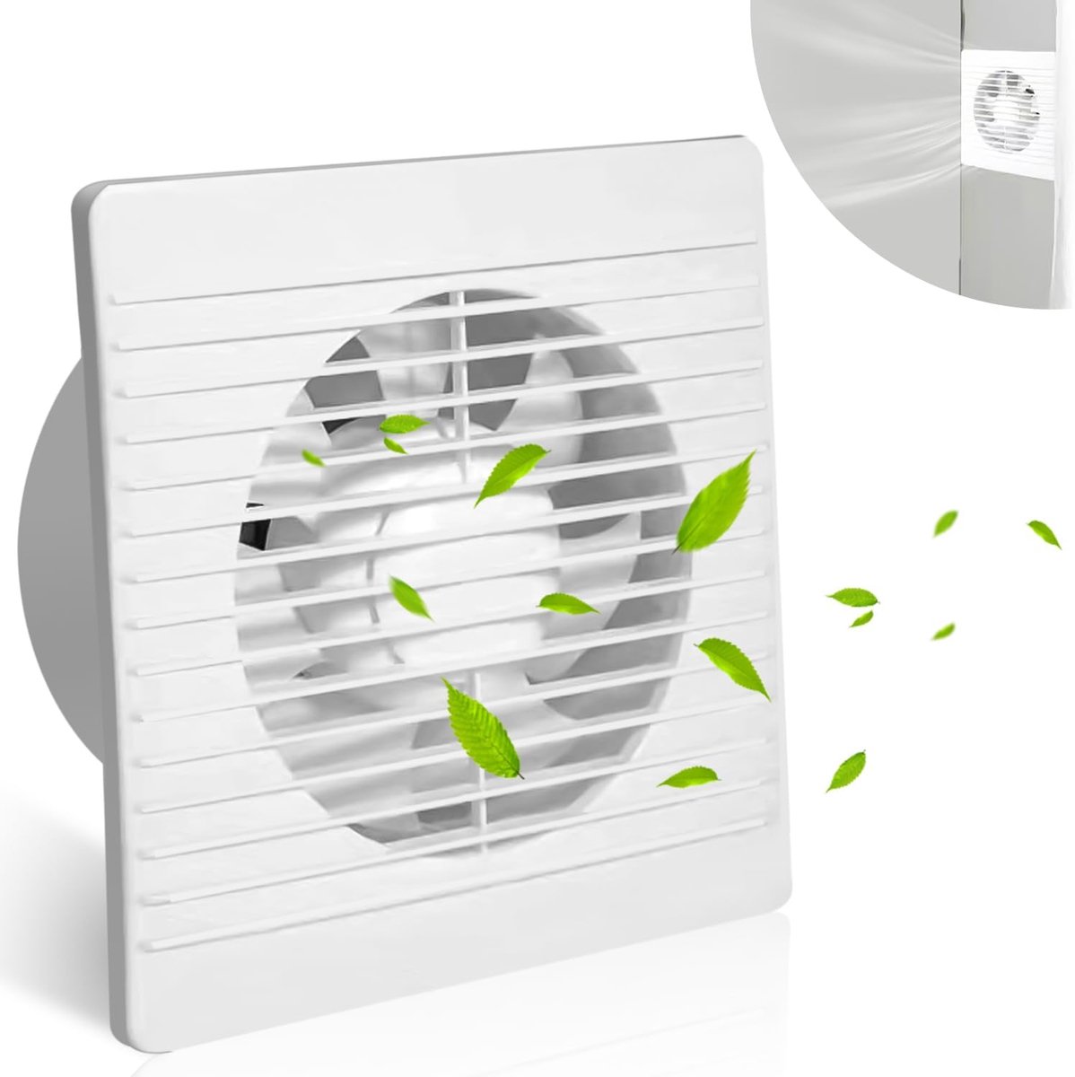 SnelShoppen - Badkamer Ventilator 100 mm - Stille Wand Ventilator - Afzuigventilator met Kabel - Energiezuinig voor Keuken, Toilet, Badkamer - Wit