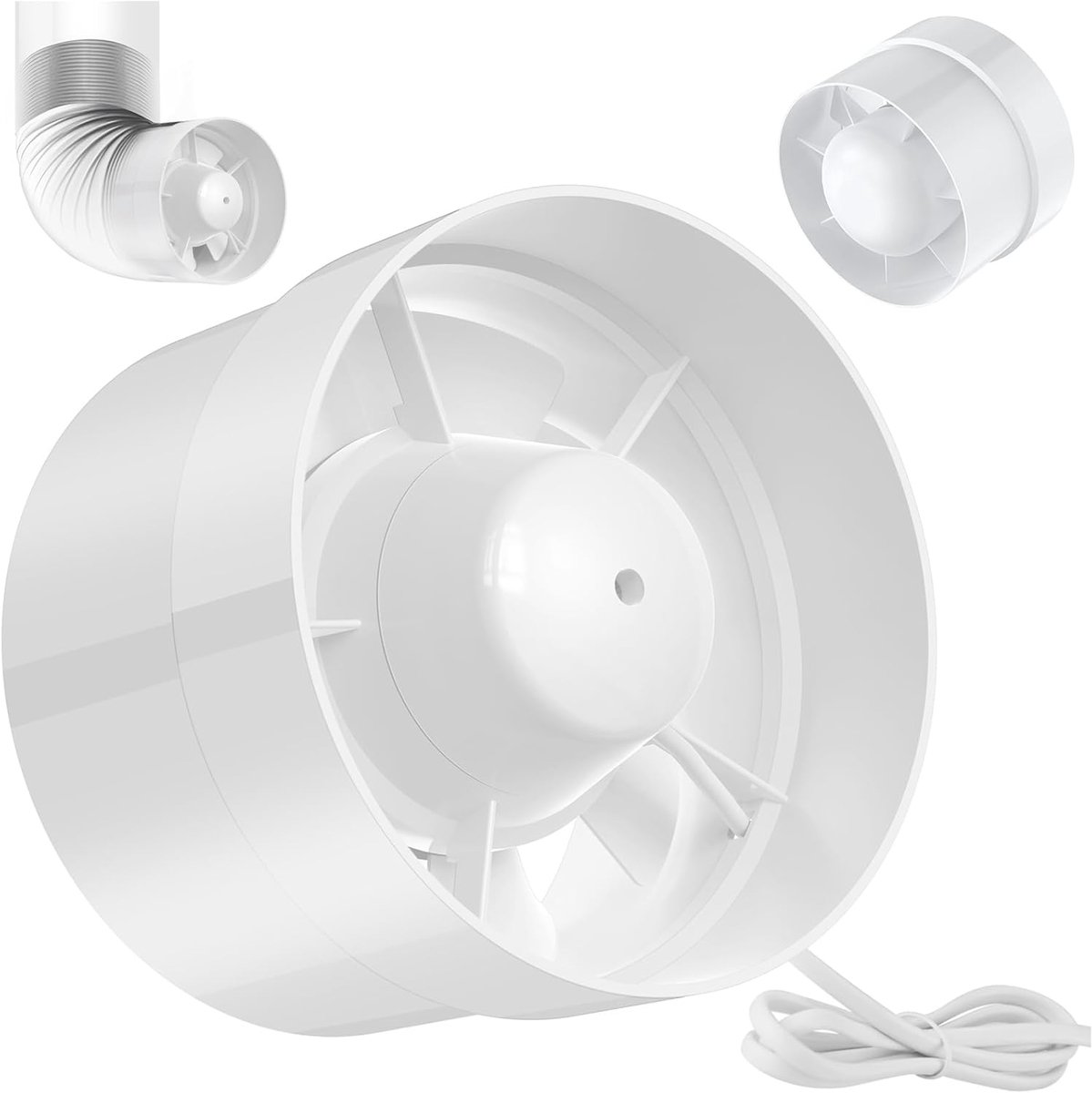 SnelShoppen - Tube Fan 125 mm, 240 m³/h, 34 dB Stille Ventilator, Afzuiger voor Badkamer, Keuken, Toilet, Serre, Grow Tent, Garage - Robuust en Duurza