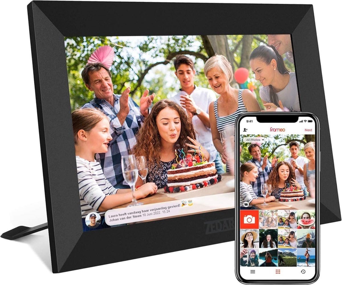 SnelShoppen - Digital Photo Frame met WiFi en Frameo App - 15.6 Inch HD+ IPS Display - Zwart - Micro SD - Touchscreen - Ideaal voor Thuis en Feestjes