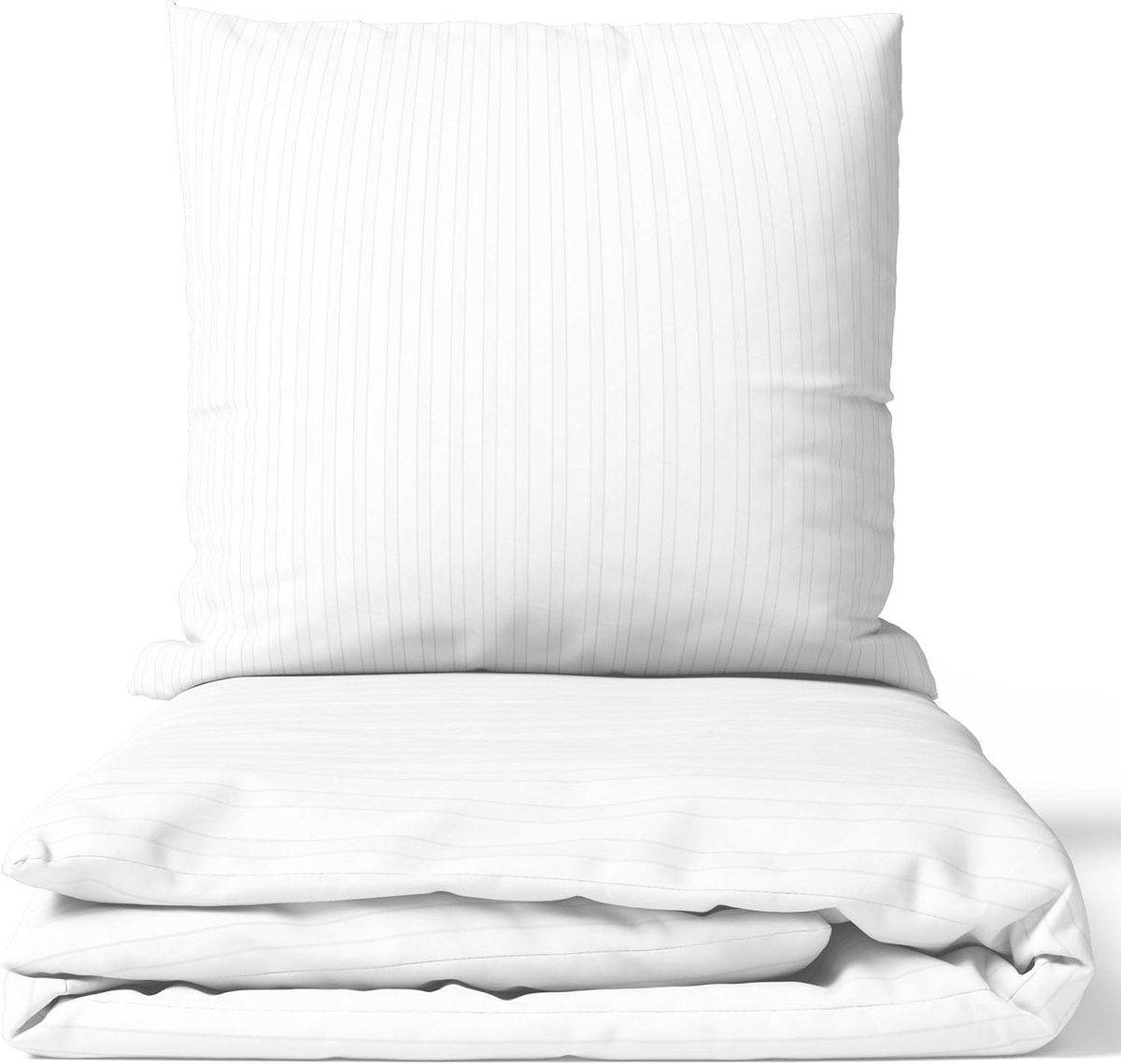 SnelShoppen - Luxe Satin Dekbedovertrek Set 200 x 200 cm, Wit, 100% Katoen, Damast, 4-Seizoenen, Inclusief 80 x 80 cm Kussensloop, Premium Kwaliteit,