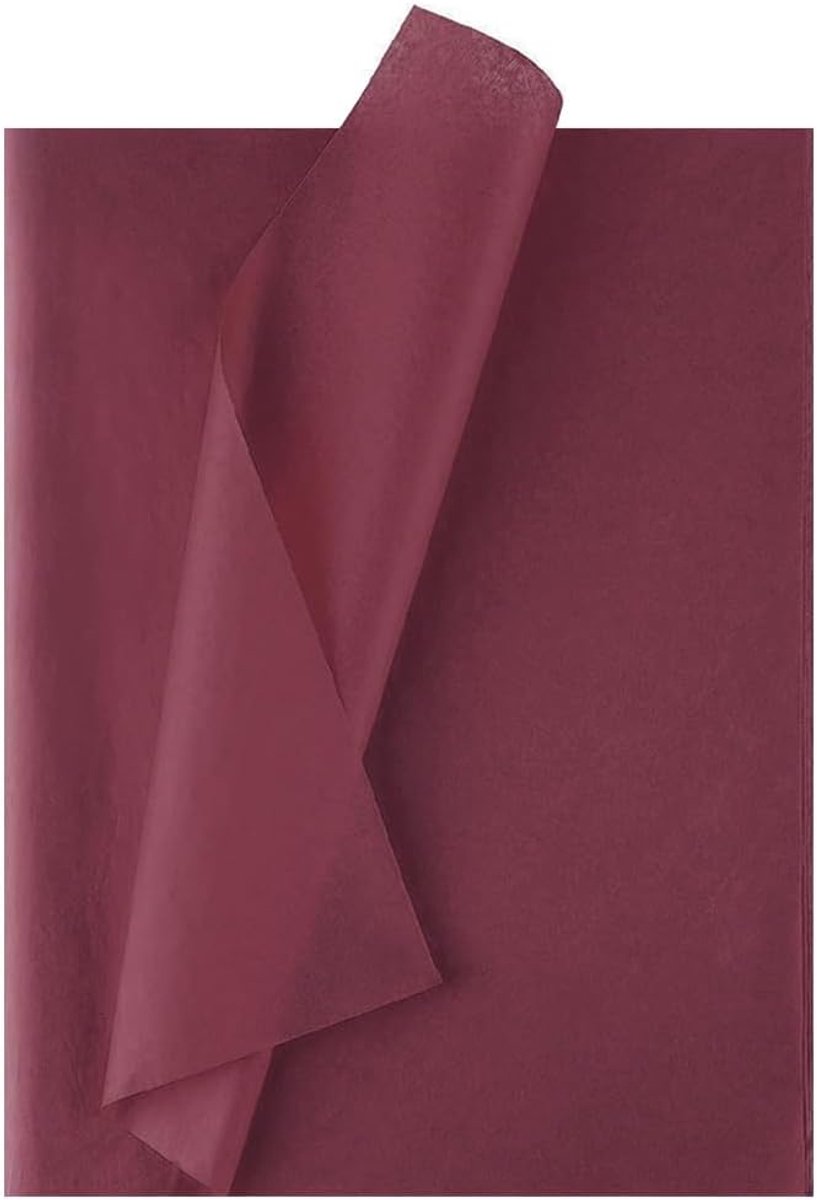 SnelShoppen - Burgundy Cadeau Inpakpapier Tissue Papier, 40 Vellen Wijnrood Cadeaupapier 70x50cm voor Verpakken, DIY Creatief, Kerst, Bruiloft, Verjaa