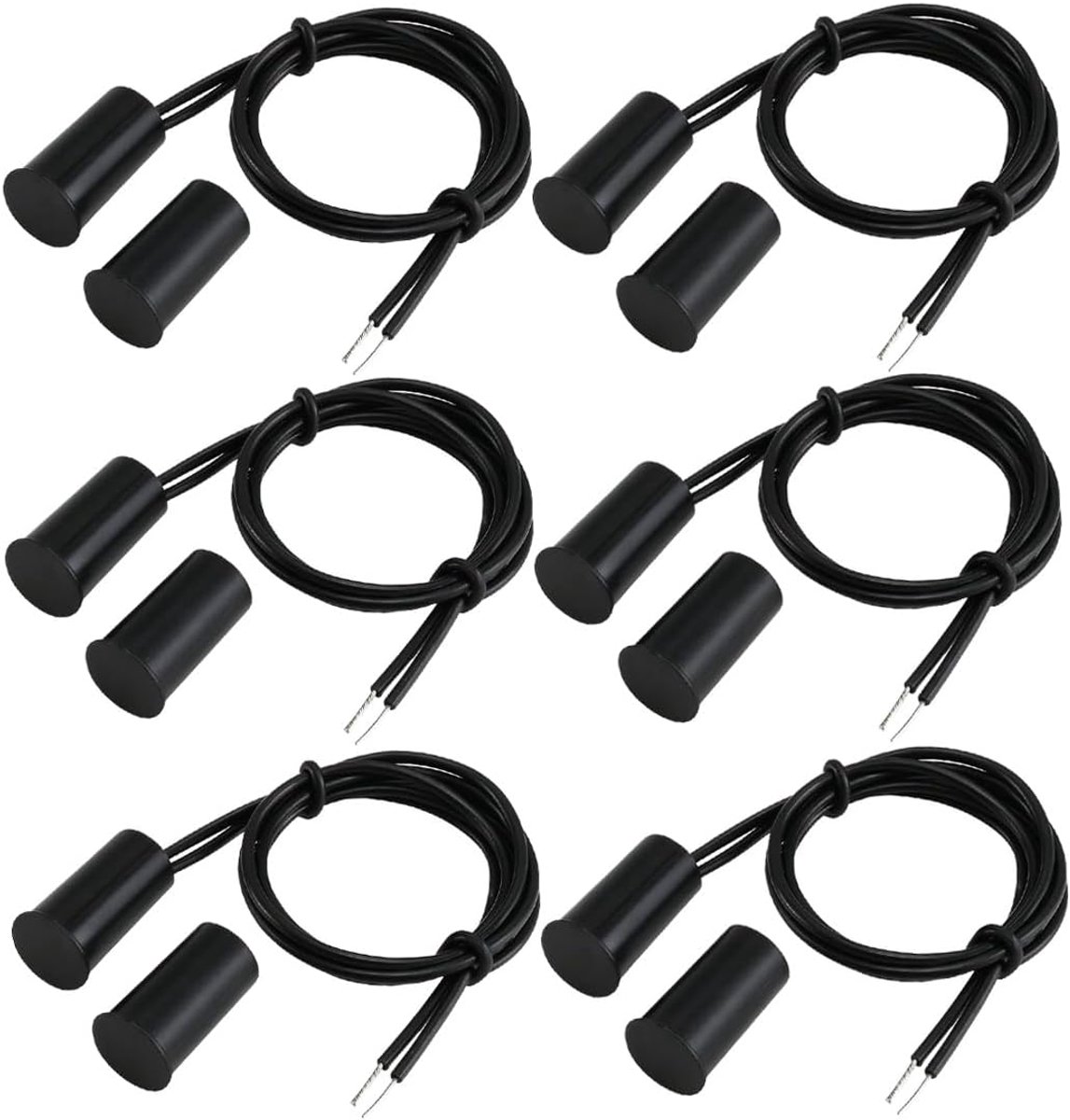SnelShoppen - 6 Stuks Zwarte Ingebouwde Draadloze Beveiligingsraam Poort Contact Sensor Alarm Magnetische Reed Schakelaar, Magnetische Schakelaar voor